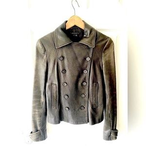 Theory Brown Leather Moto Jacket Women’s Sz. 6